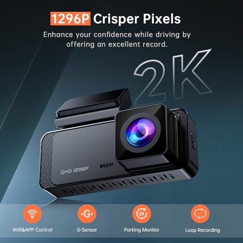 V300 WiFi Dash Camera 1296P for Cars with Night Vision and App Control, Night Vision, Mini Hidden Single Car Camera, Loo