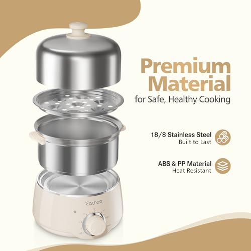CACHOO 14-Egg Rapid Stainless Steel Egg Boiler with Timer & Auto Shut Off for Easy Cooking, Compact Electric Vegetable S
