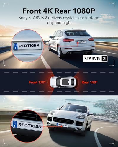 REDTIGER 4K Dash Cam Front and Rear for Car Safety with STARVIS 2 Sensor and Night Vision
| REDTIGER 4K Dash Cam F7N To