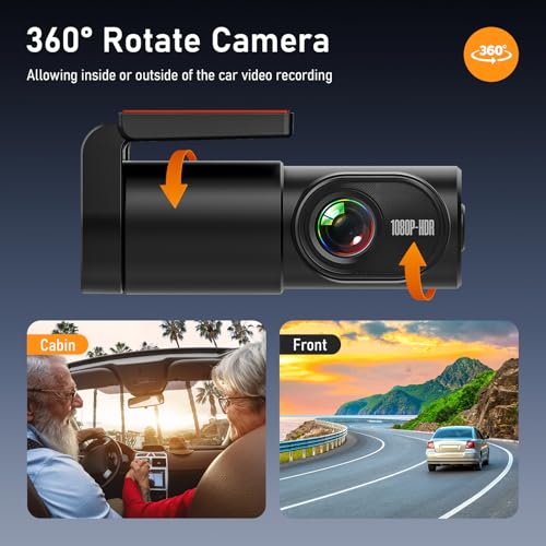 NiceWin Front 32GB Mini WiFi Dash Cam for Cars - 1080P 140° Wide-Angle Super Night Vision | Loop Recording | App Contro
