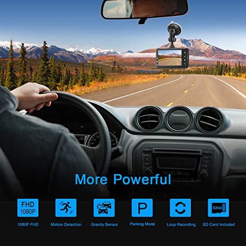 BOOGIIO 1080P FHD Car Driving Recorder with 32G SD Card
| 170° Wide Angle Dashboard Camera with WDR and G-Sensor
| 3''